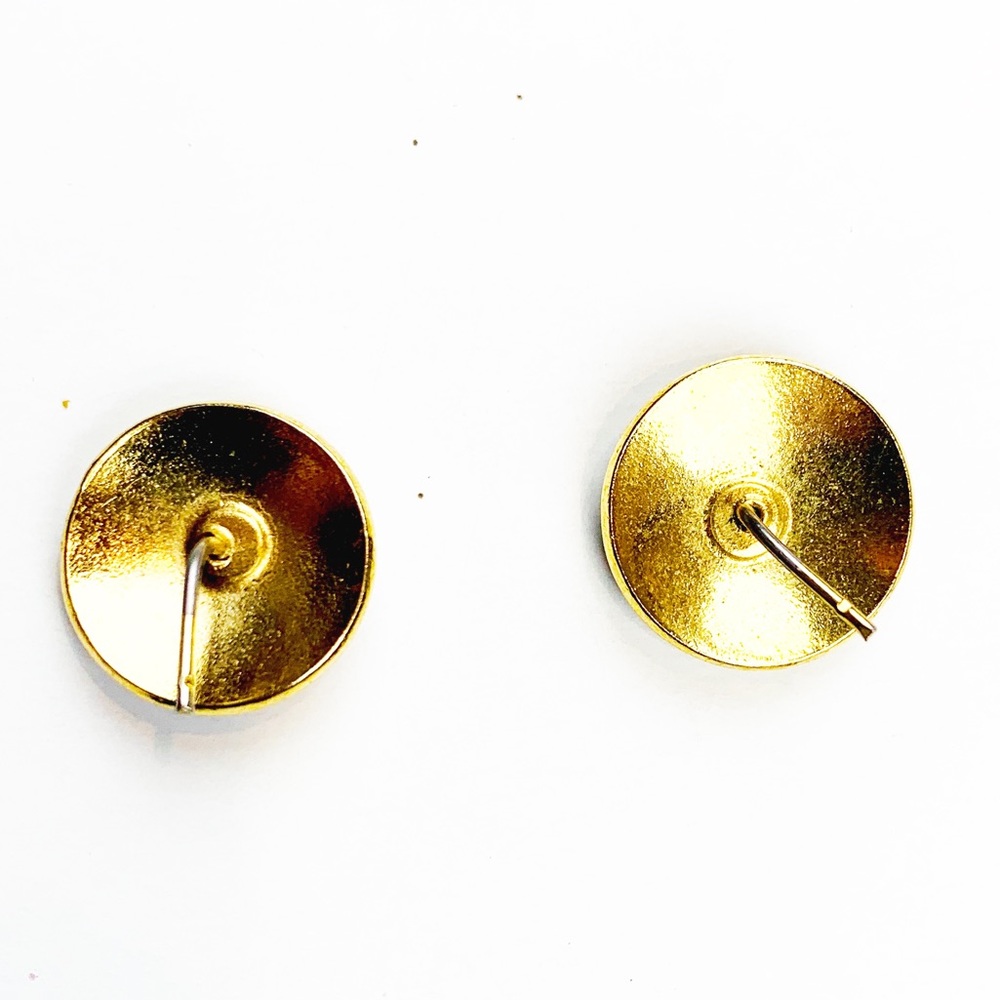 Vintage Enamel blue & pink cloisonné rose earrings - Picture 4 of 6